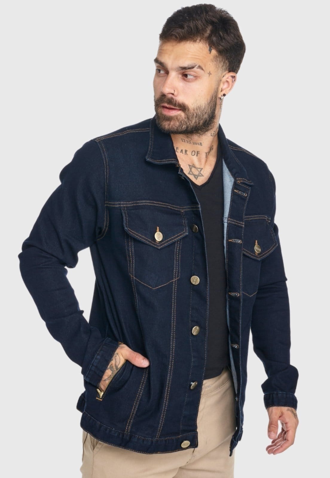 Jaqueta Jeans HNO Jeans Premium Azul Escuro