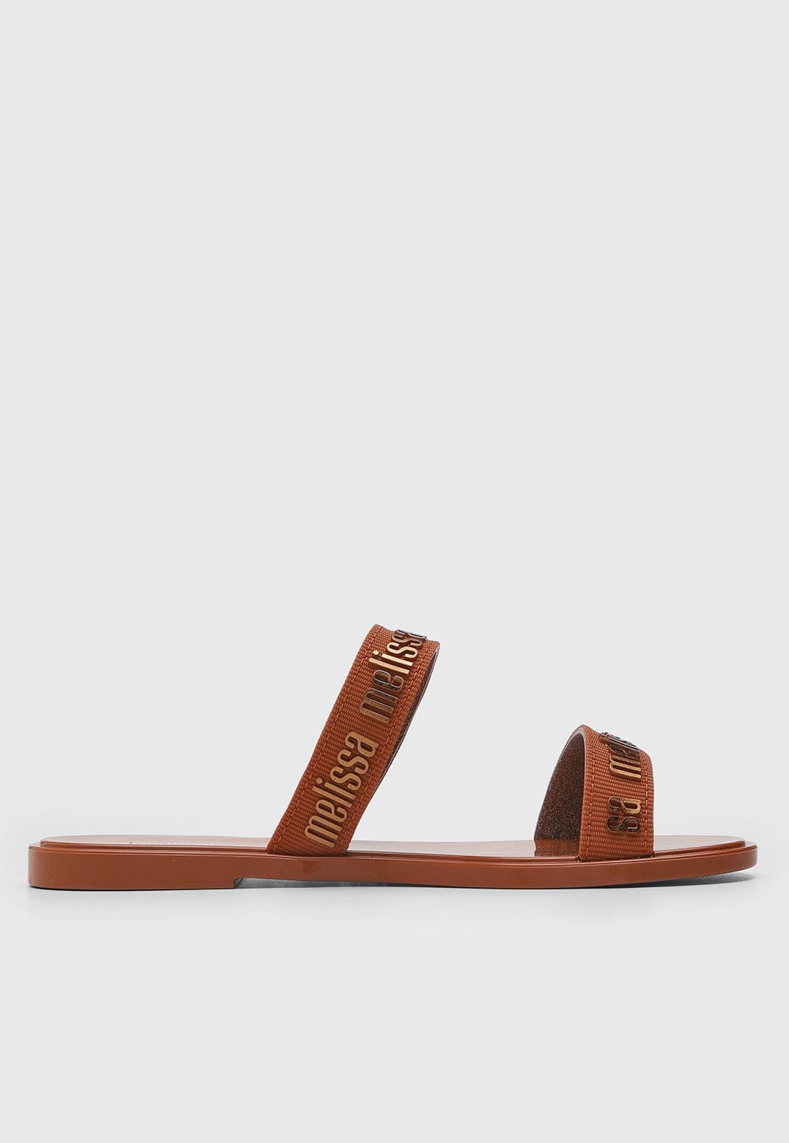 Vista 2 Chinelo Slide Feminino Melissa Monocromático Melissa caramelo