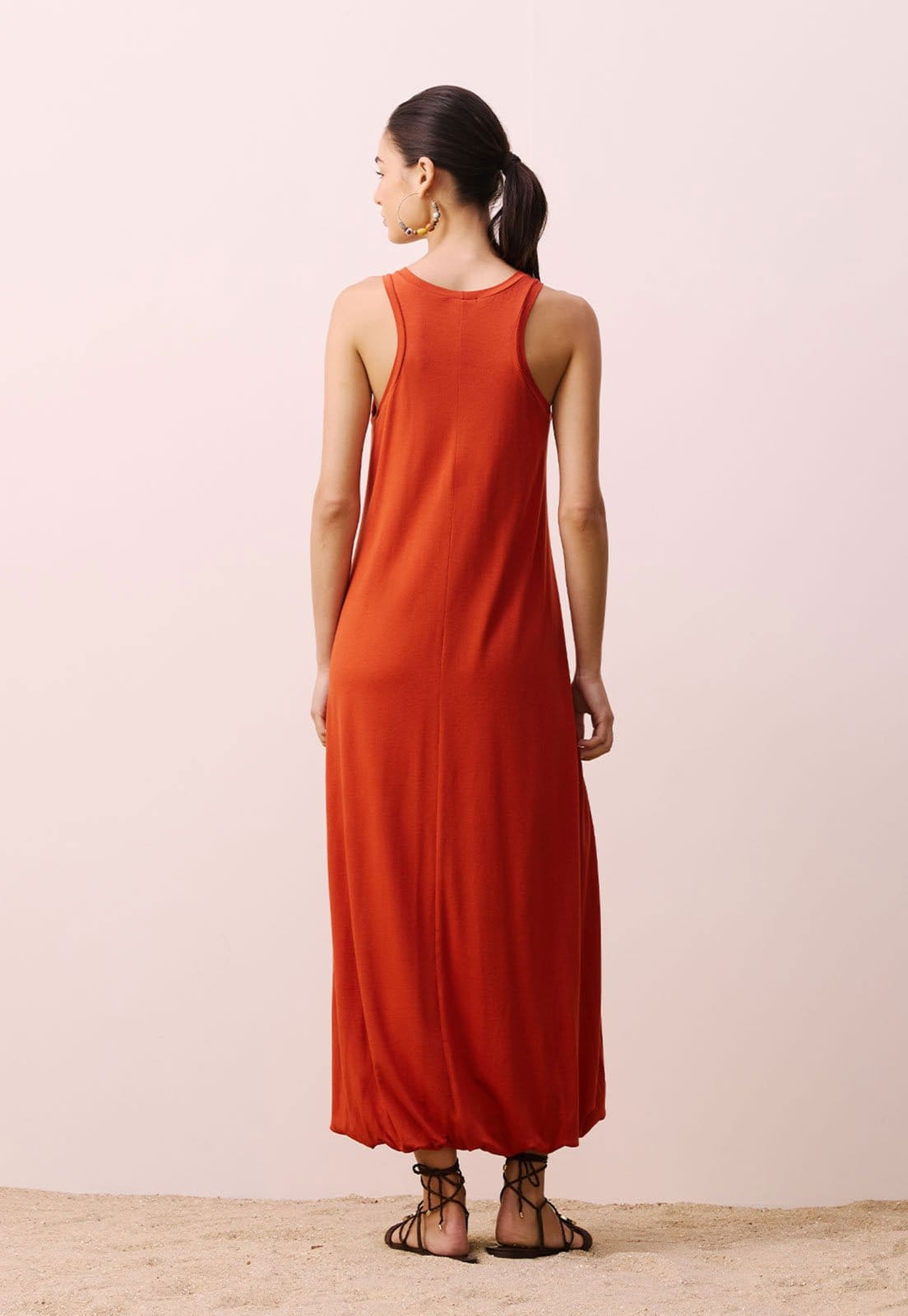 Vista 2 Vestido CaCay Midi Balone Nadador CaCay vermelho