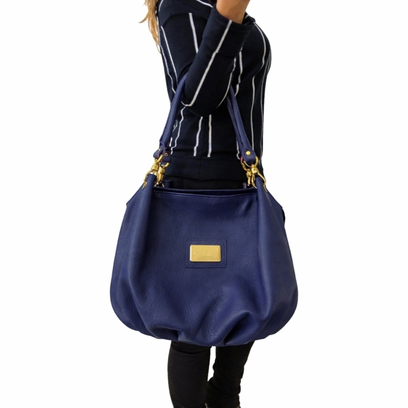 Vista 2 Bolsa Saco TopGrife Couro Marinho TopGrife azul marinho