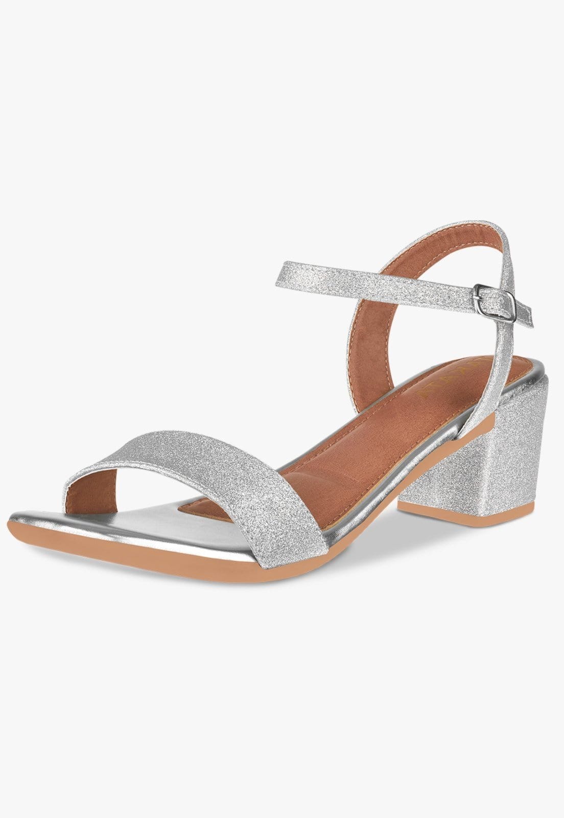 Sandália Festa Brilho Elegante Salto Grosso Baixo