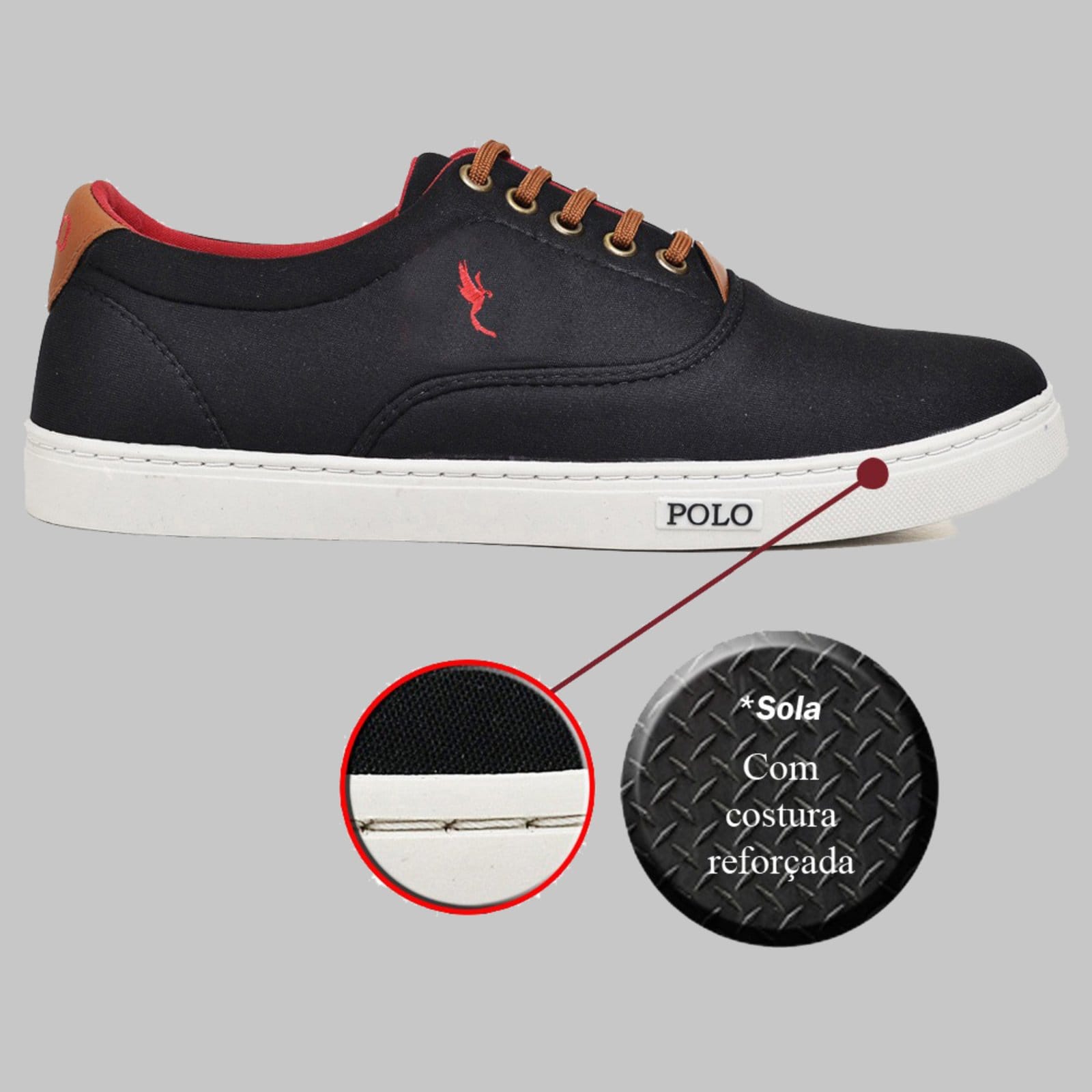 Sapatênis Masculino 7700 Preto Polo Blu