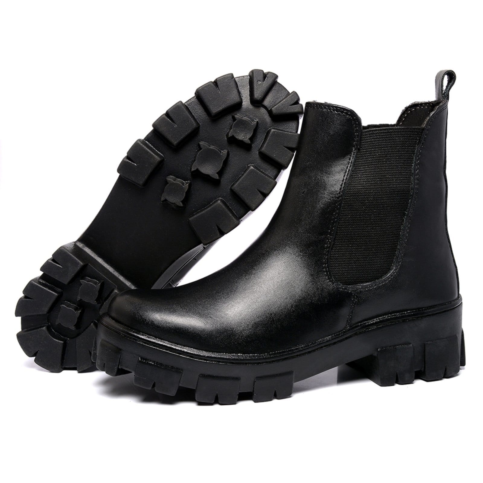 Vista 2 Bota Botina Coturno Feminino Ferrile em Couro Elastico Preta Ferrile multicolorido/preto