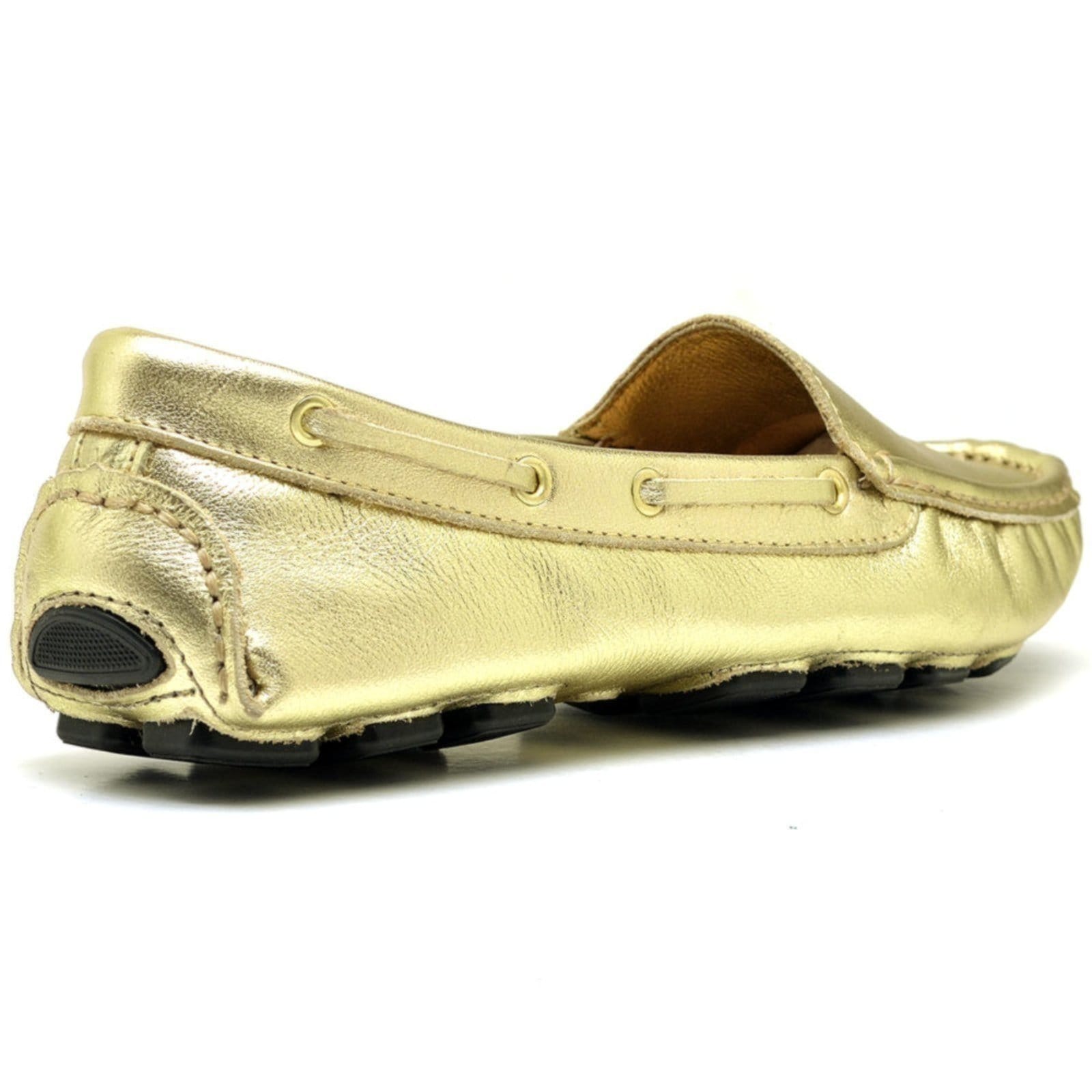 Vista 2 Mocassim Drive Nine4 Estilo Casual Em Couro Estilo Calçar Ouro Nine4 dourado
