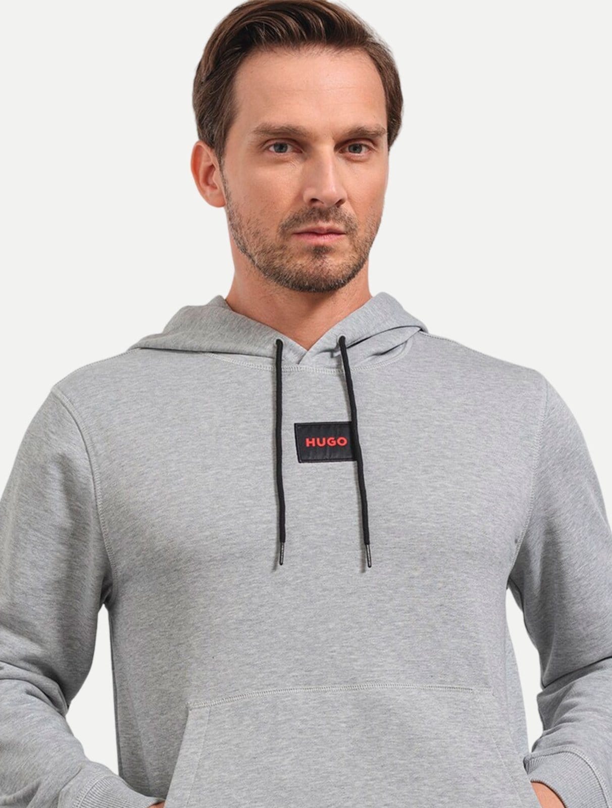 Vista 2 Blusa Hugo Boss Masculina Regular Moletom Daratschi214 Mescla Hugo Boss cinza