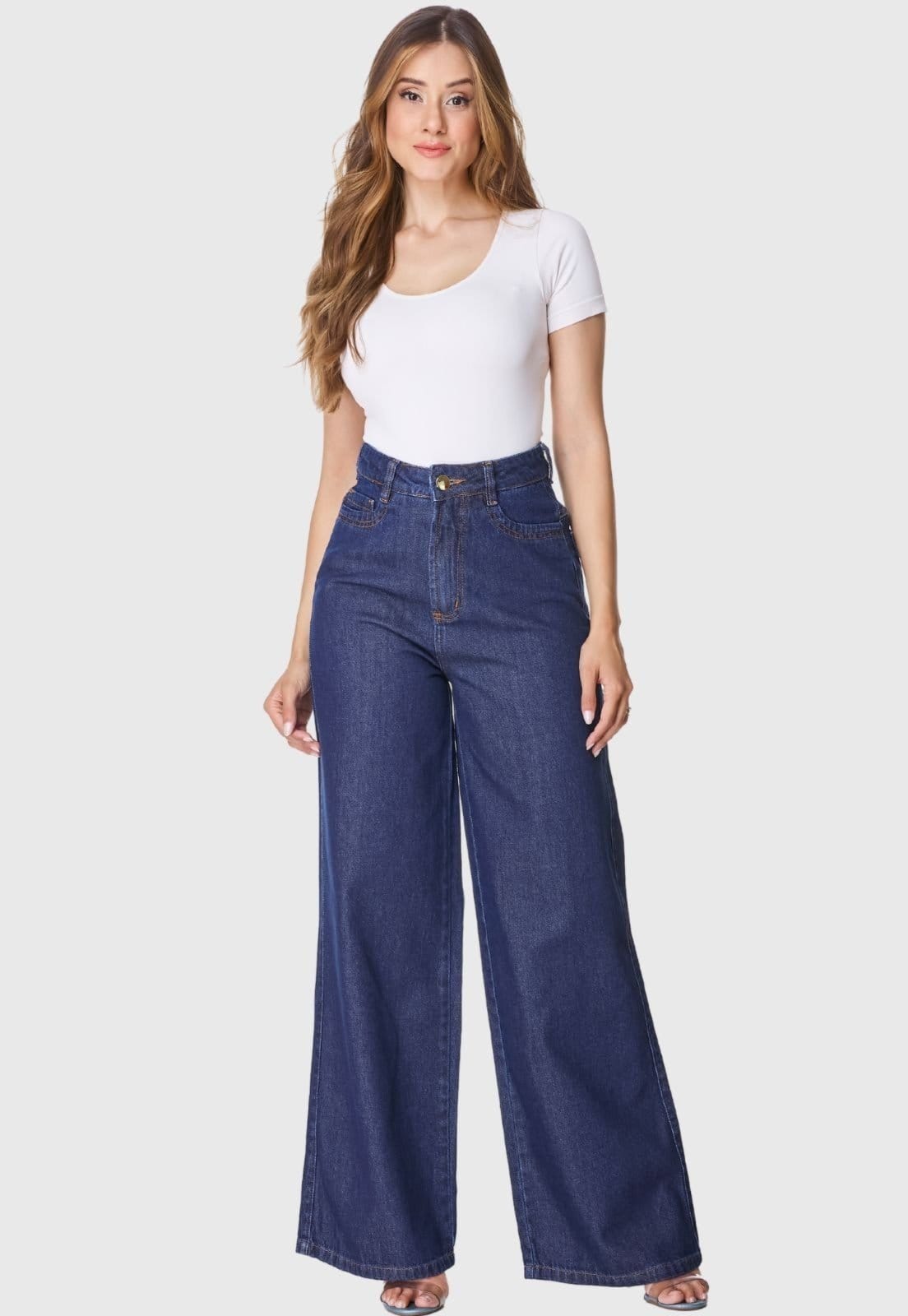 Vista 2 Calça Jeans HNO Jeans Wide Leg Lisa HNO Jeans azul