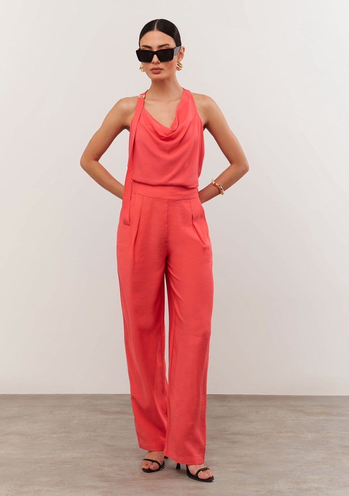 Calça Iódice Wide Cós Alto Com Pence