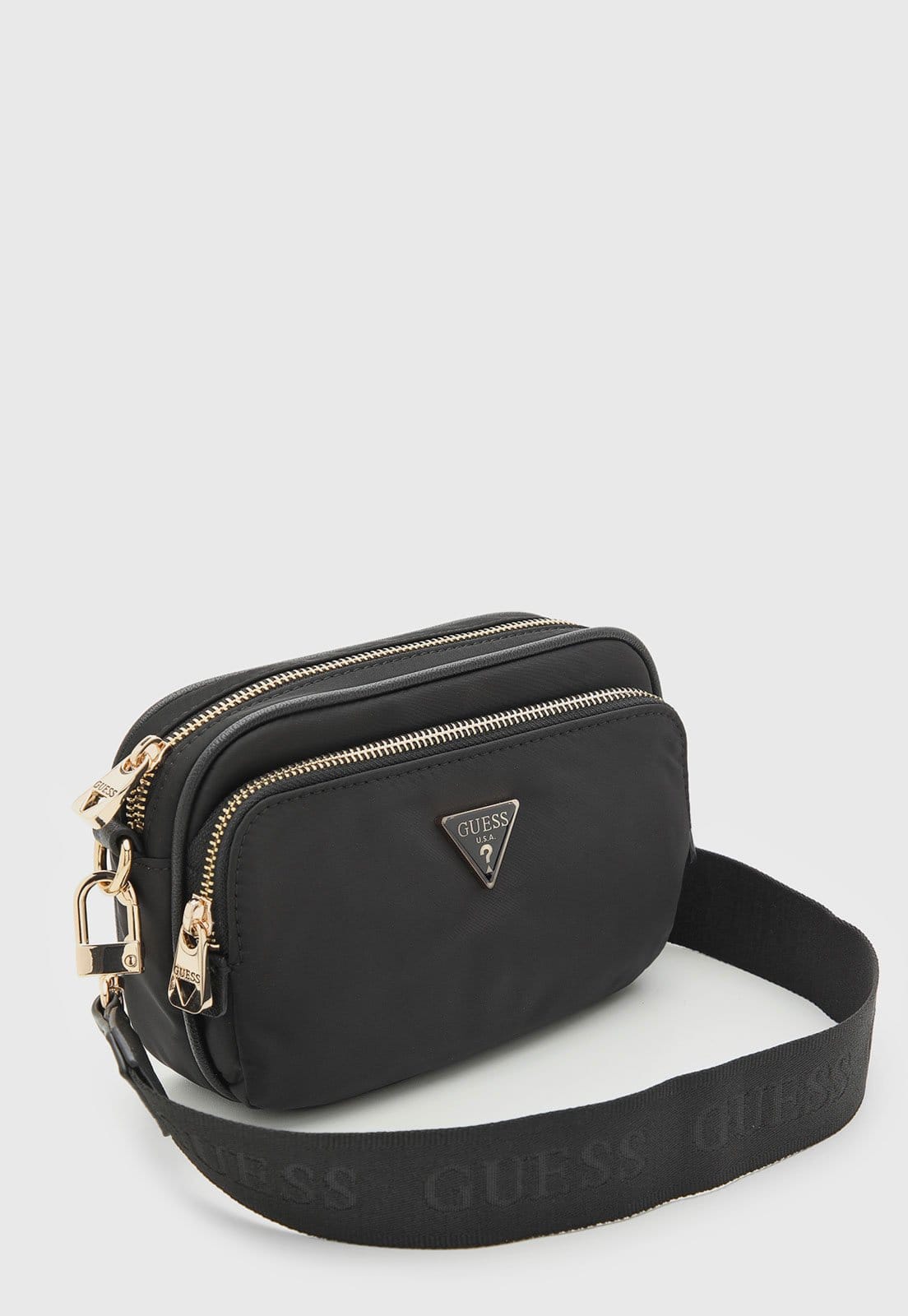 Vista 2 Bolsa Média Feminina Guess Logo Preta Guess preto