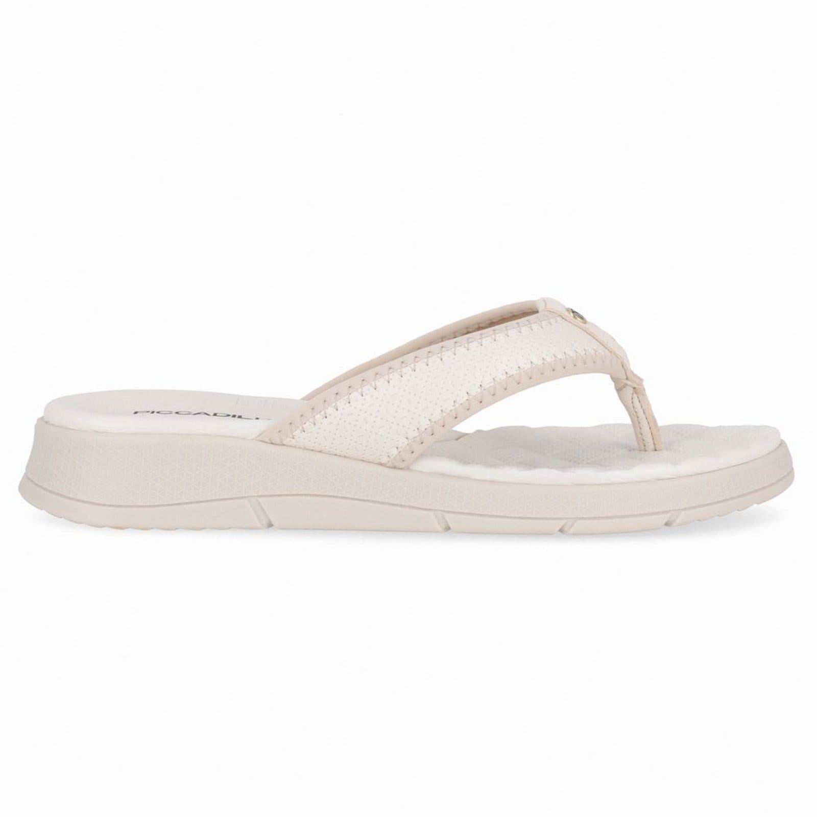 Chinelo Esporão Anabela Médio Off White com Marfim