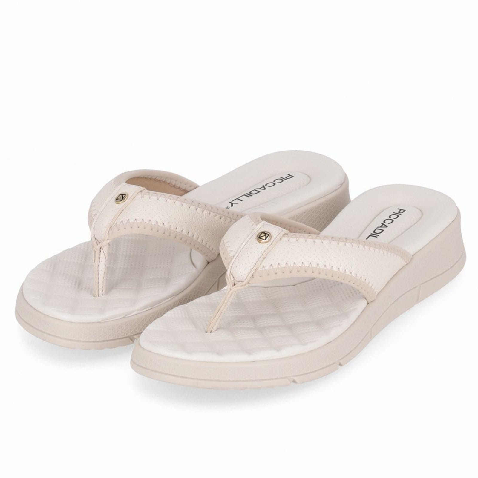 Vista 2 Chinelo Esporão Anabela Médio Off White com Marfim Piccadilly branco white