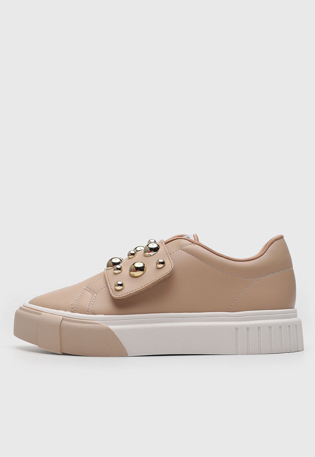 Tênis Feminino VIA UNO Slip On Tachas Douradas