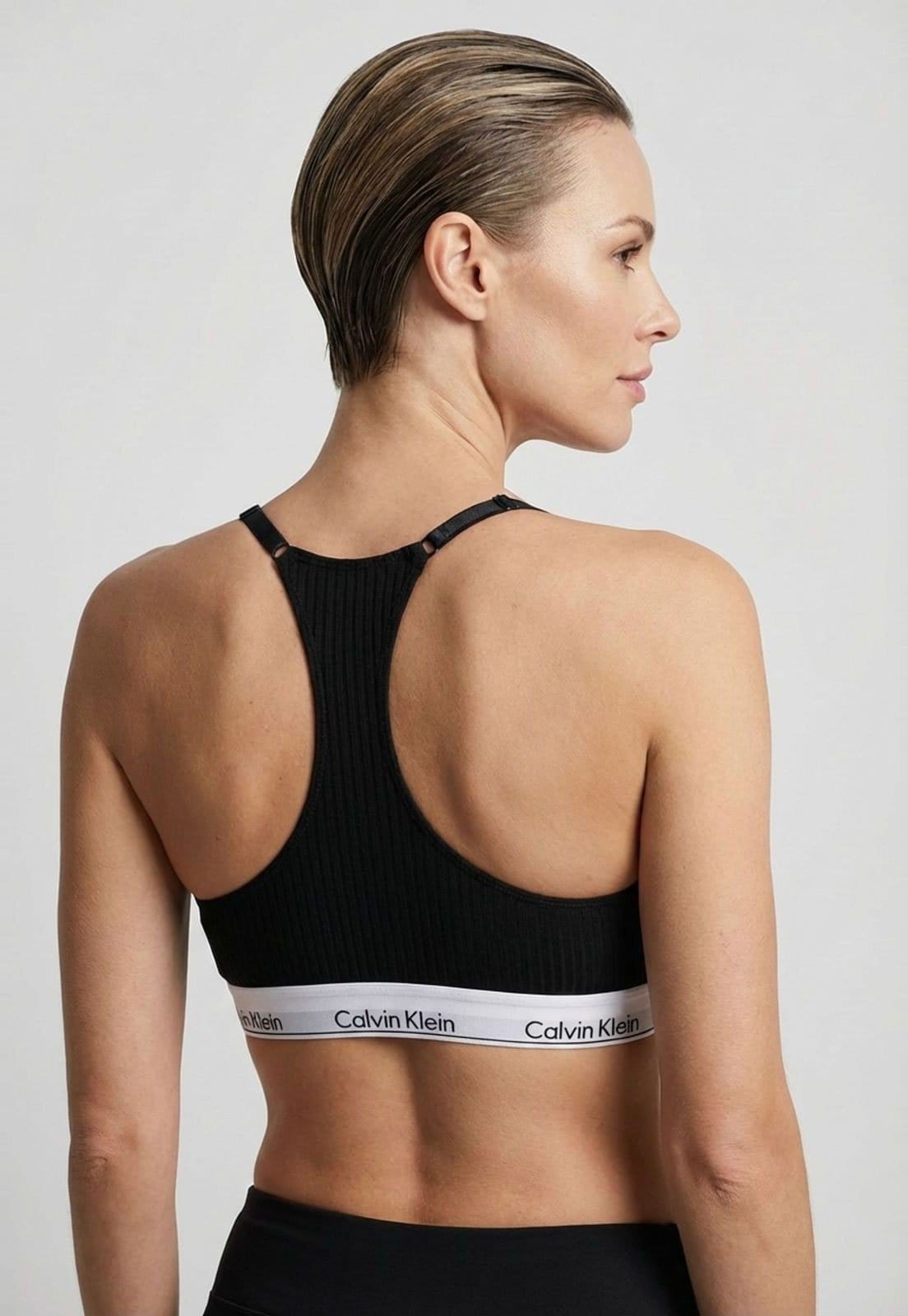 Vista 2 Top Nadador Feminino Calvin Klein Modern Rib Logo Calvin Klein Underwear preto