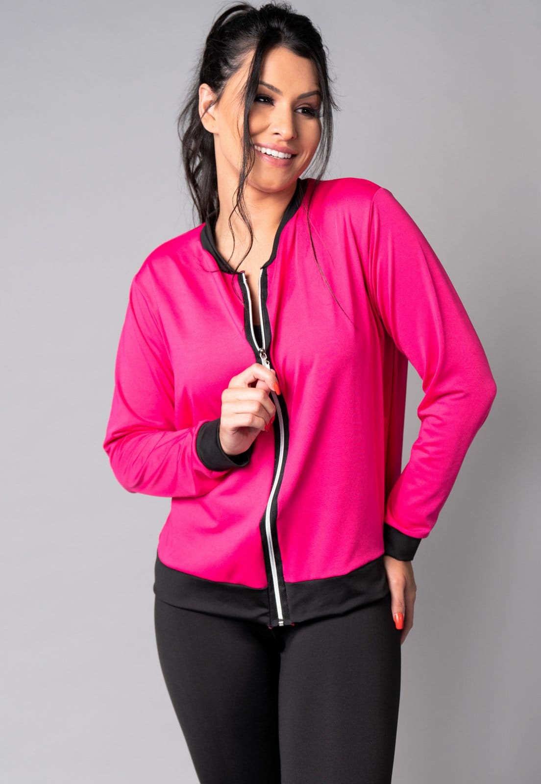 Casaco MVB Modas Jaqueta Bomber Suplex Rosa