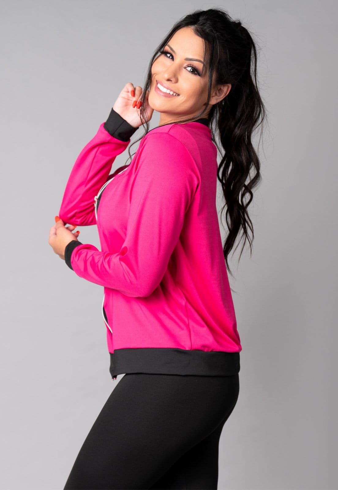 Vista 2 Casaco MVB Modas Jaqueta Bomber Suplex Rosa Mvb Modas pink/rosa rosa