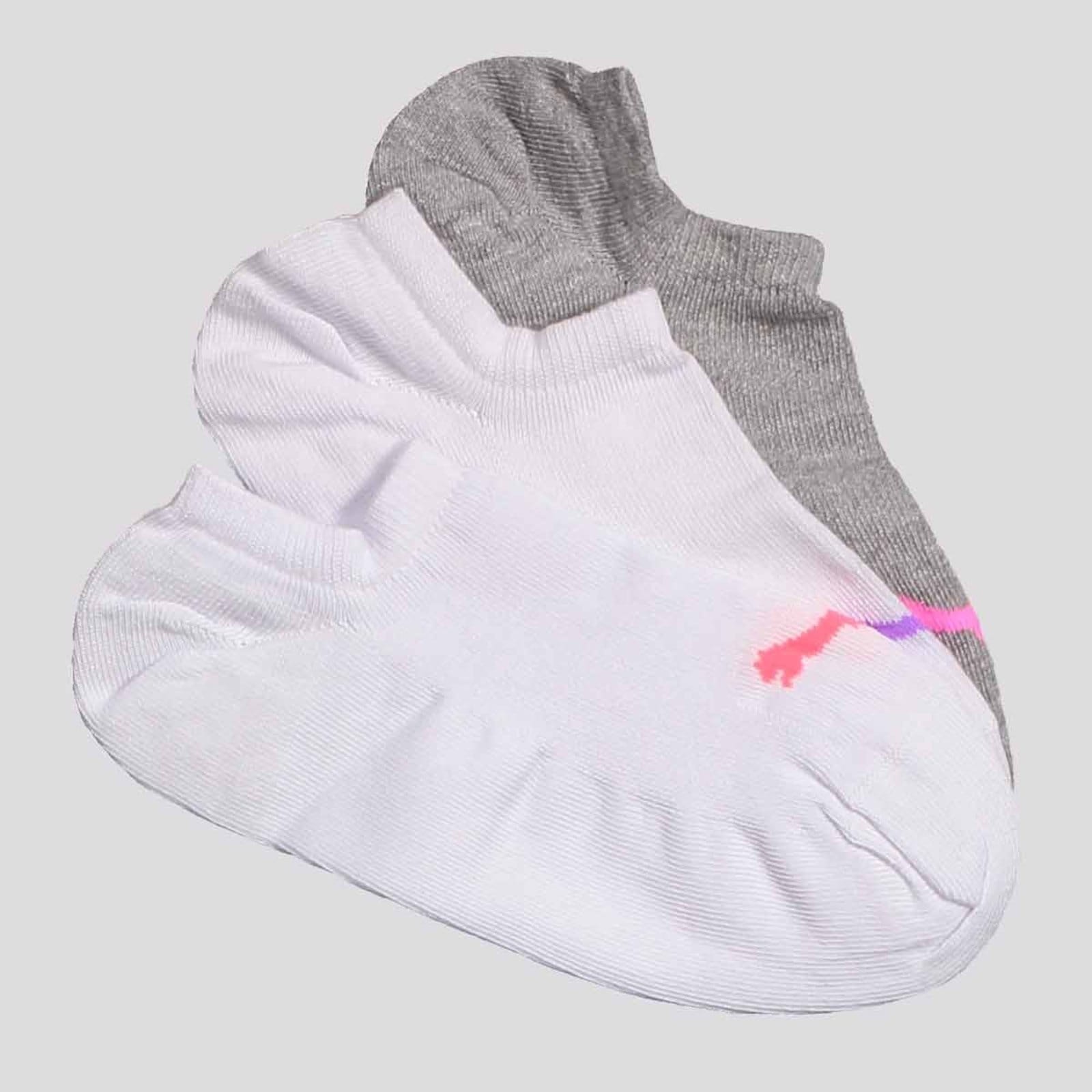 Kit Meia Puma Sapatilha Invisible 3 Pares Feminina Branca e Cinza