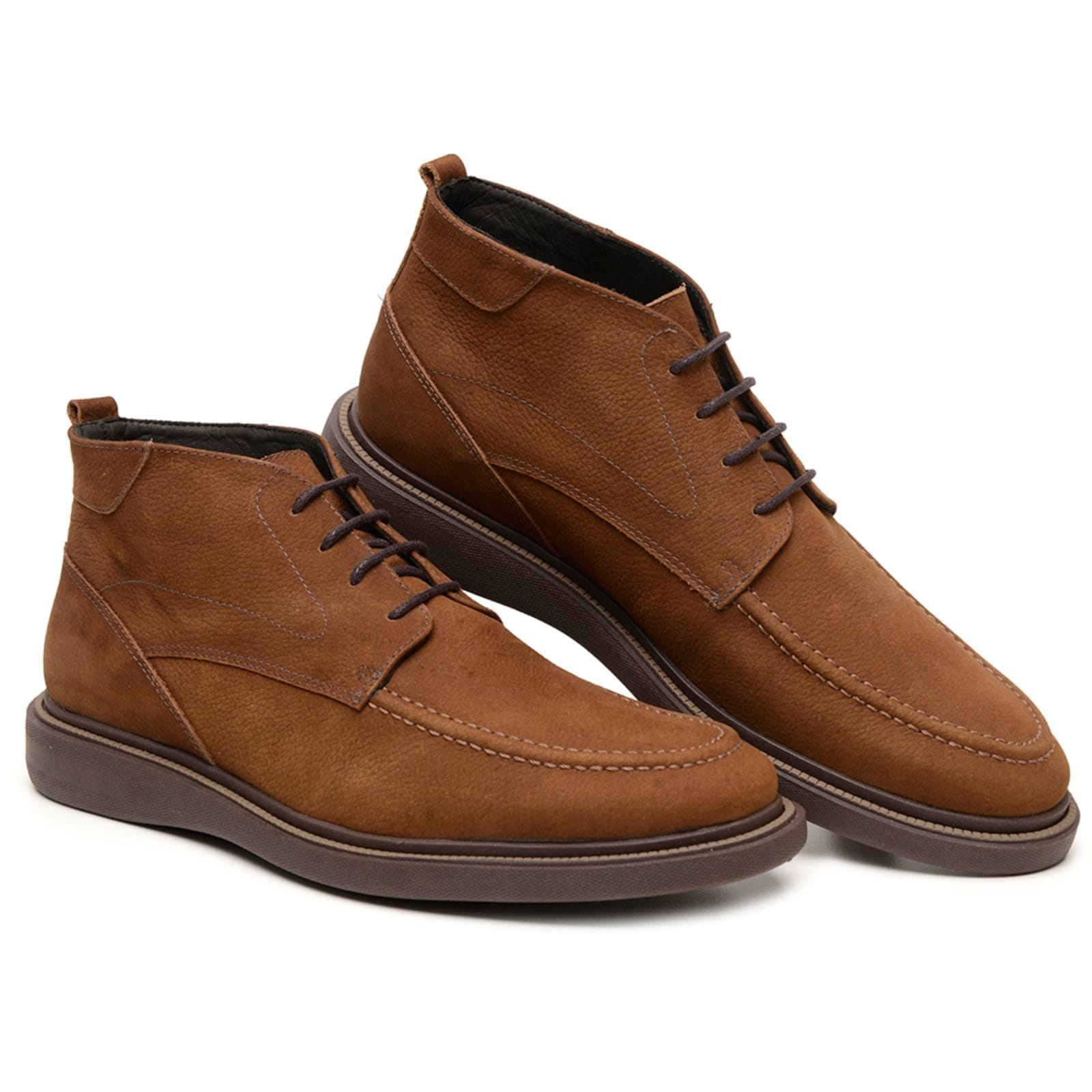 Sapato Masculino Casual Veritimo Bota De Couro Amarrar Brogue Cano Baixo Conforto Tabaco