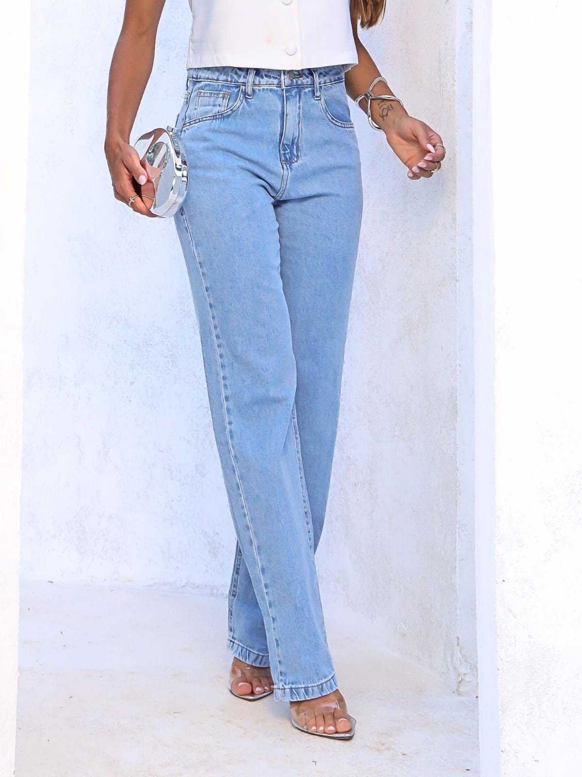 Calça Jeans Reta Clara