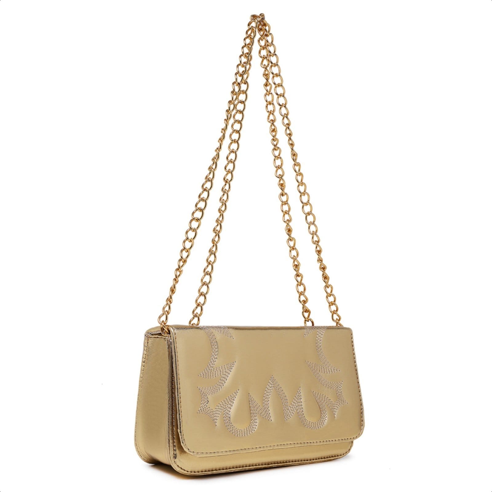 Vista 2 Bolsa Clutch Western Feminina Pequena Style Country Dourada CARMELO SHOES dourado