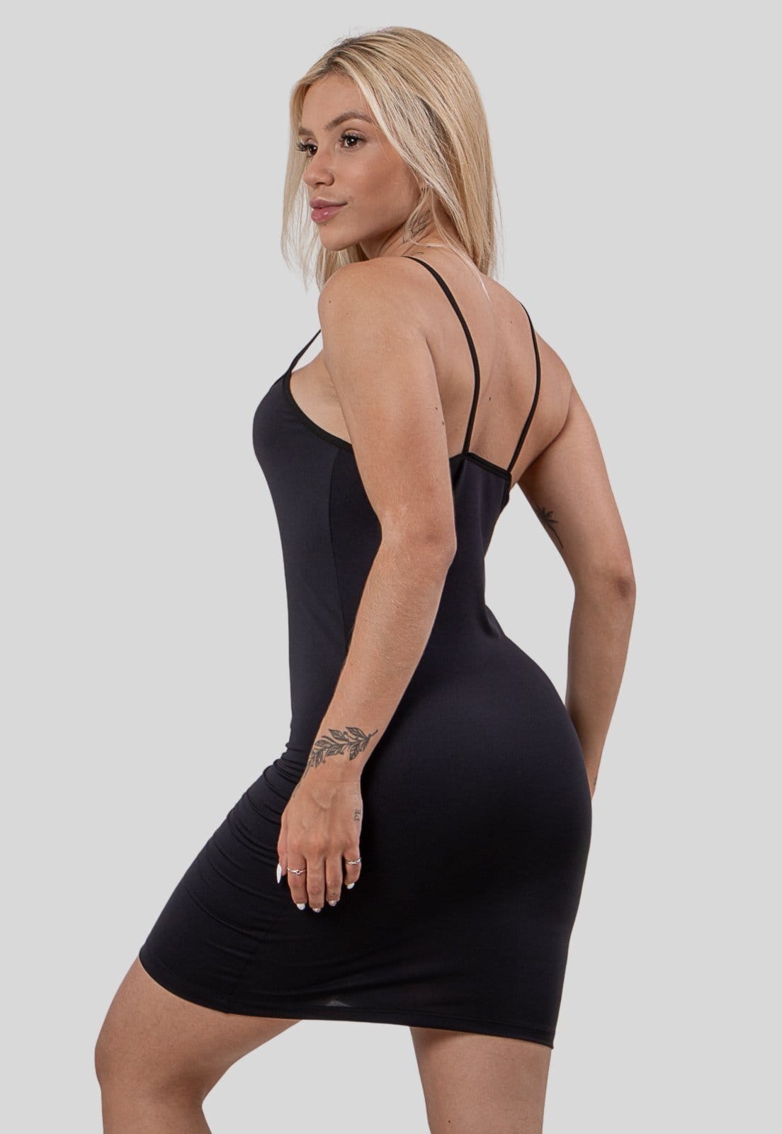 Vista 2 Vestido Anágua Segunda Pele Feminino Diluxo preto
