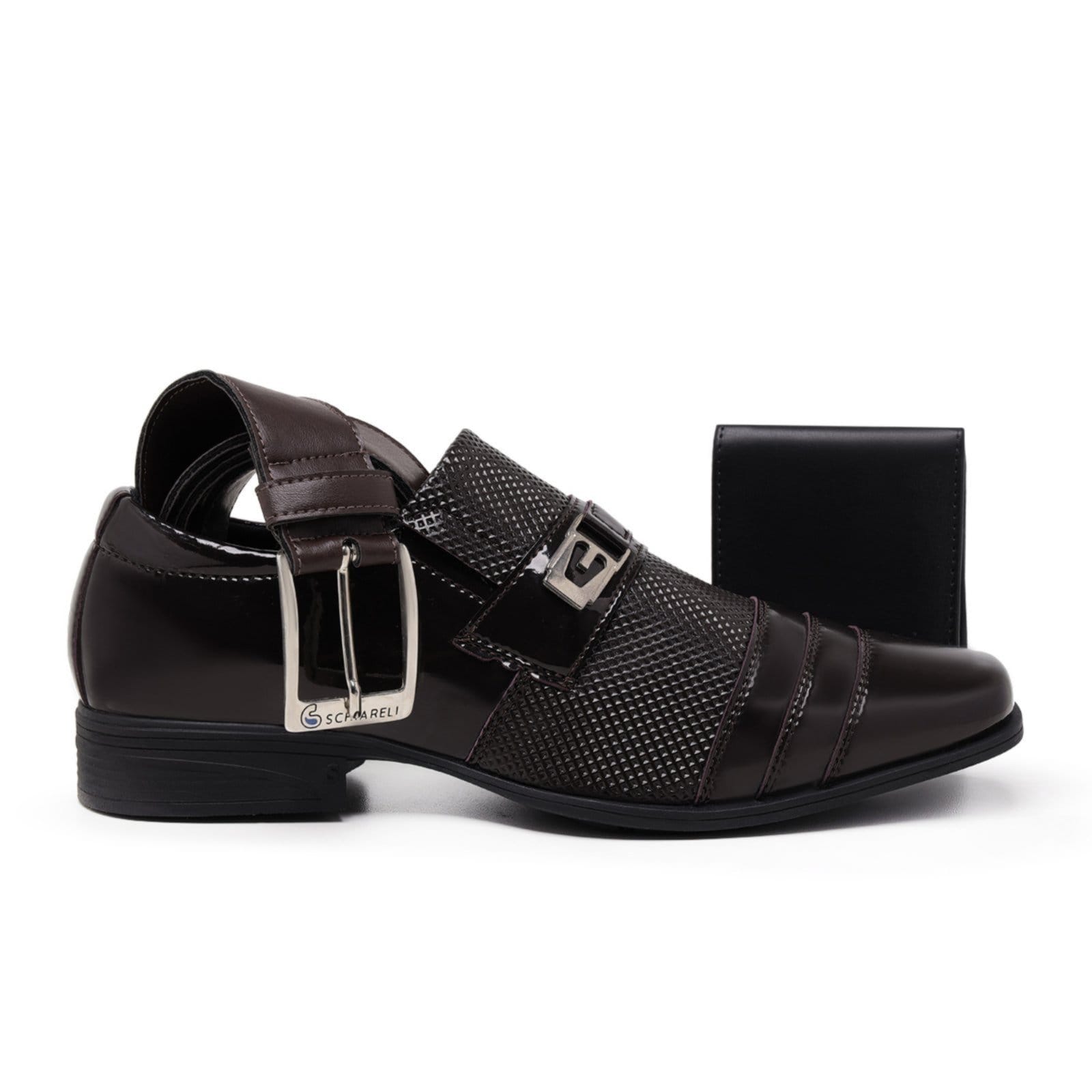 Kit Sapato Social Masculino + Cinto + Carteira Verniz Casamento Padrinho Schiareli 833