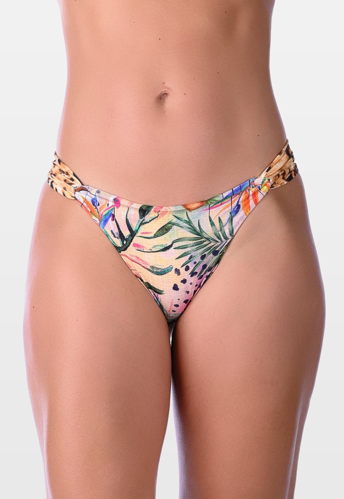 Calcinha de Biquíni Summer Soul Empina Bumbum Com Faixa Lateral Tropical Nude