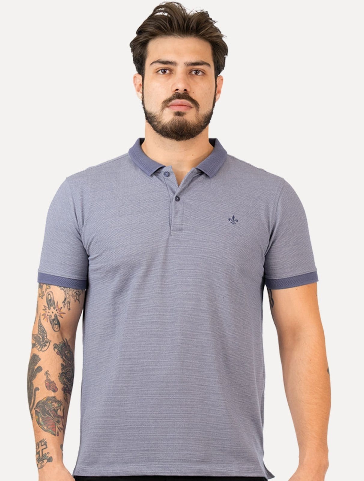 Polo Dudalina Masculina Malha Textura Escuro
