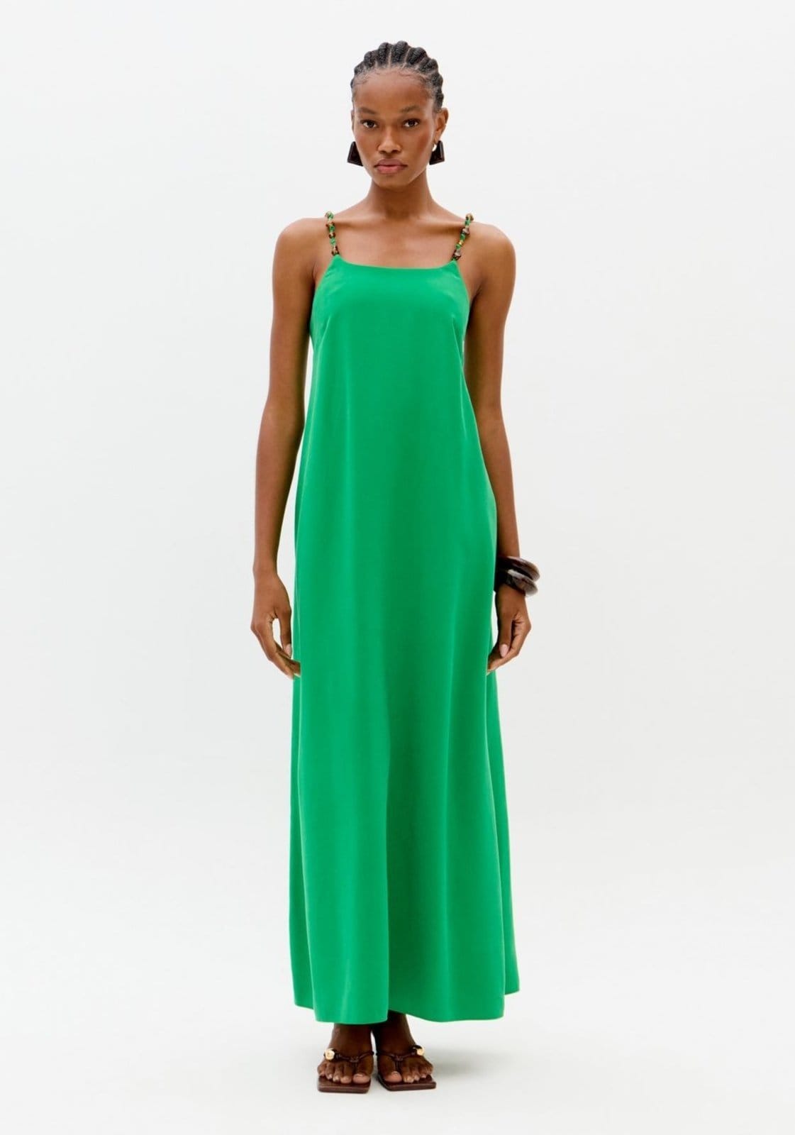 Vestido Super Midi Evasê De Alças