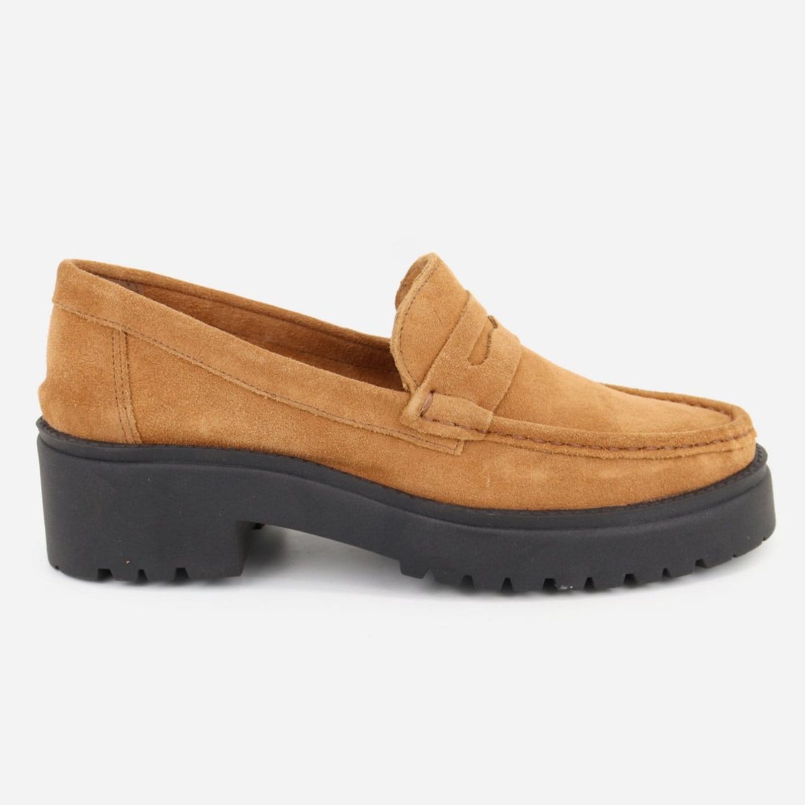 Vista 2 Mocassim em Couro Conforto Tratorado Leve Maria Paula Camurça Camel MARIA PAULA marrom