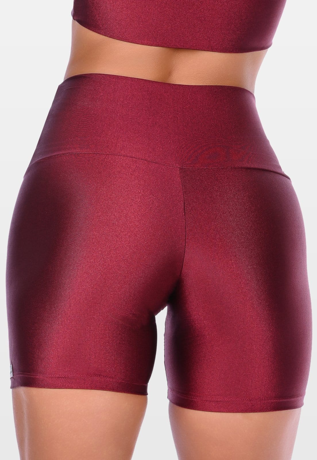 Vista 2 Short Curto Fitness Cós Alto Cirrê Summer Soul Básico Summer Soul bordô