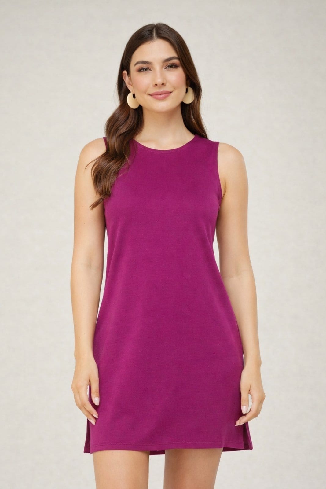 Vestido Curto D Bell Outlet Fashion Regata Liso Fucsia