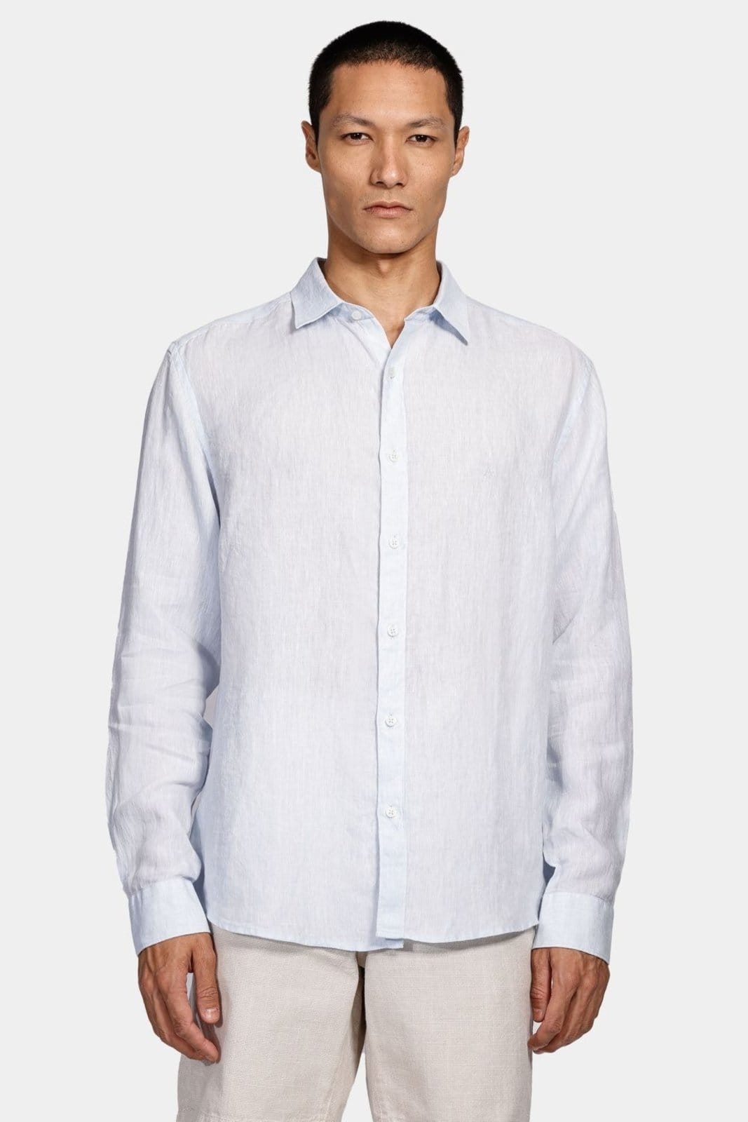 Camisa Aramis Aramis Manga Longa Linho Irlandês Azul Claro