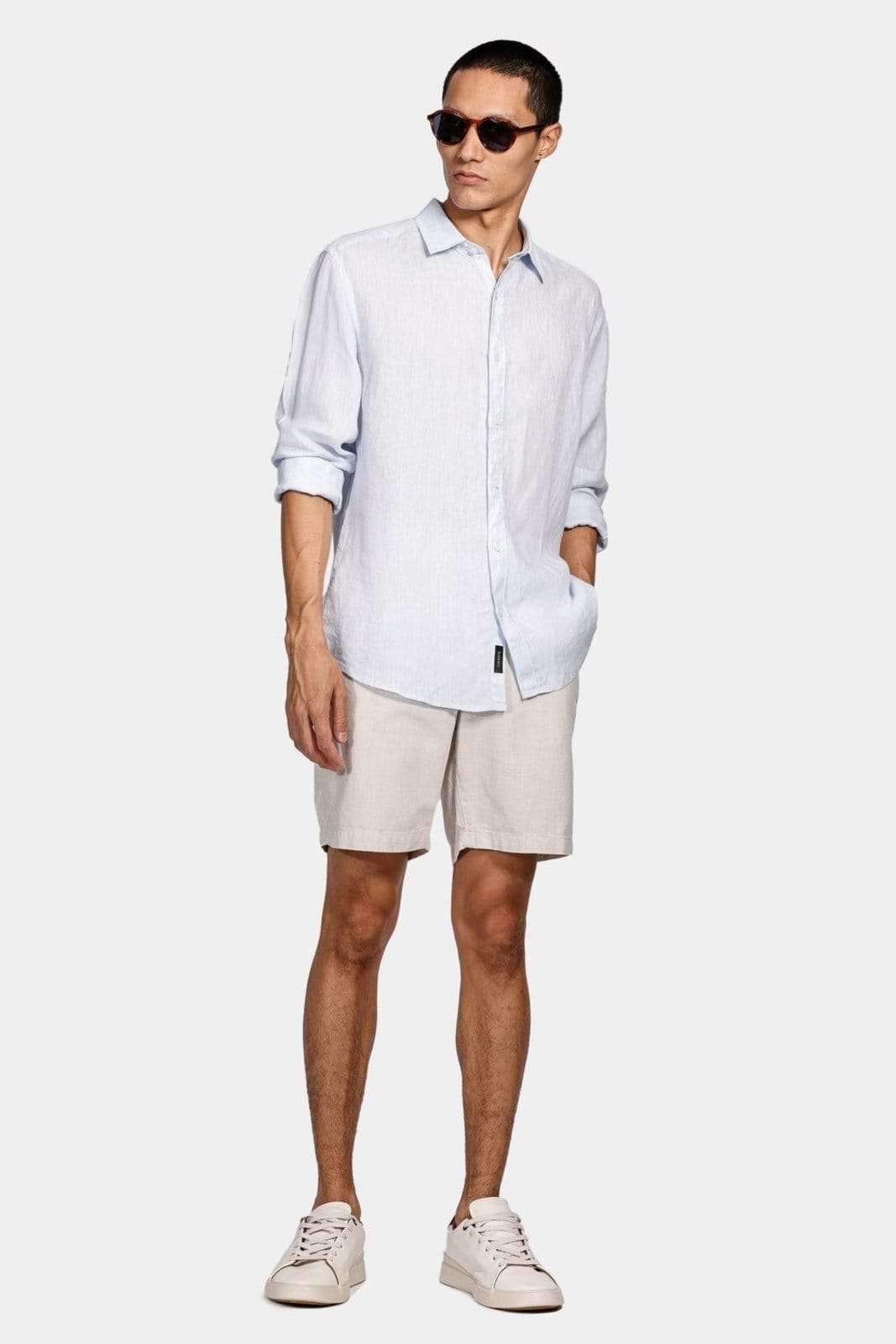 Vista 2 Camisa Aramis Aramis Manga Longa Linho Irlandês Azul Claro Aramis incolor azul