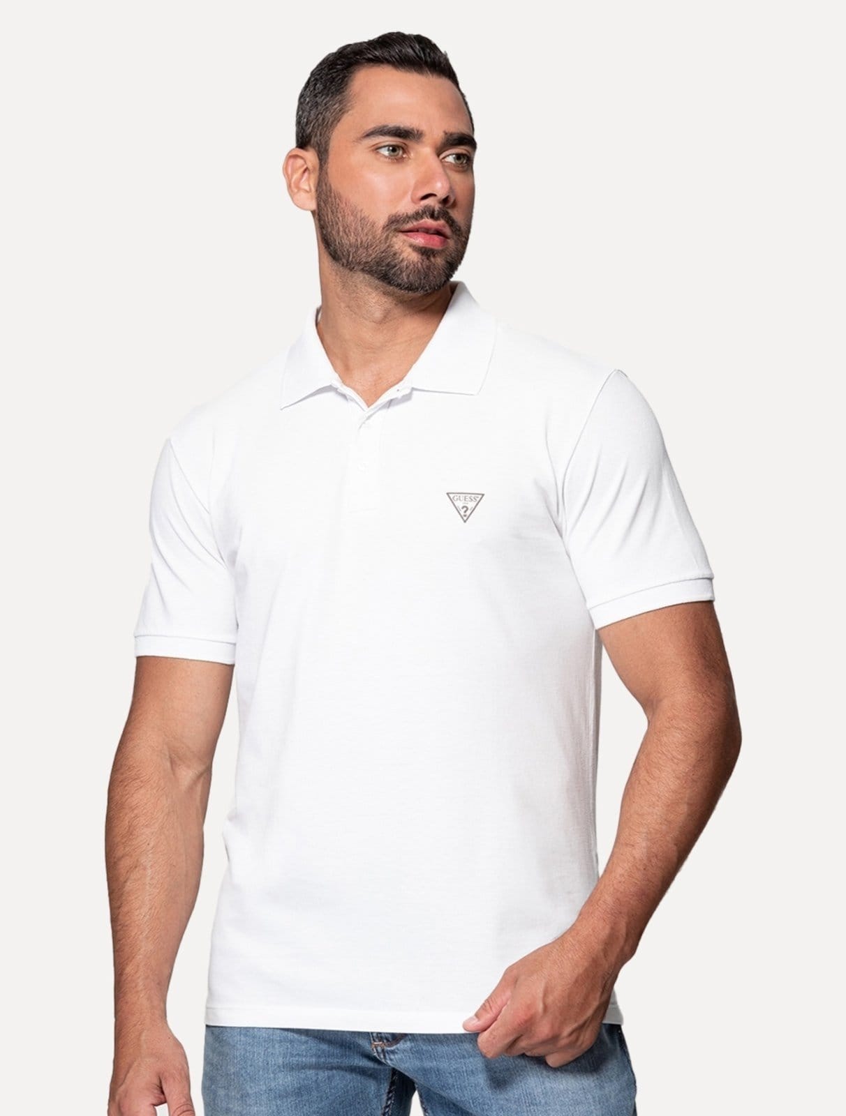 Vista principal Polo Guess Masculina Piquet Branca Guess branco
