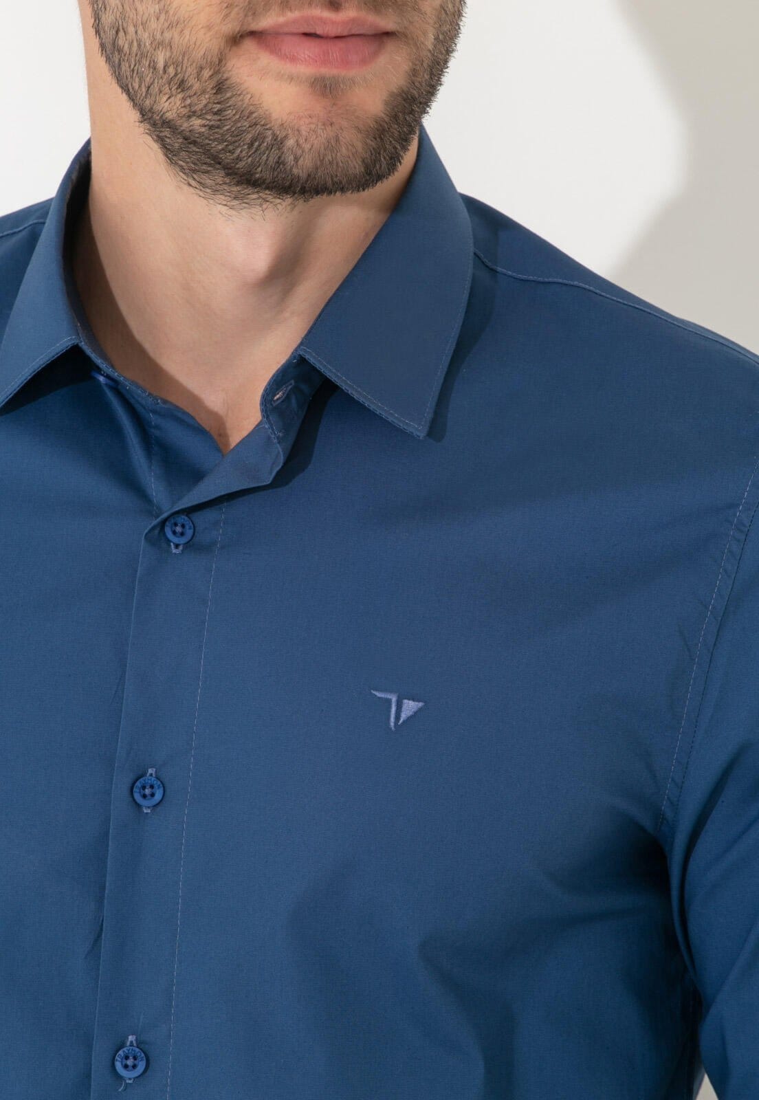 Vista 2 Camisa Traymon Manga Longa Slim Indigo Traymon azul