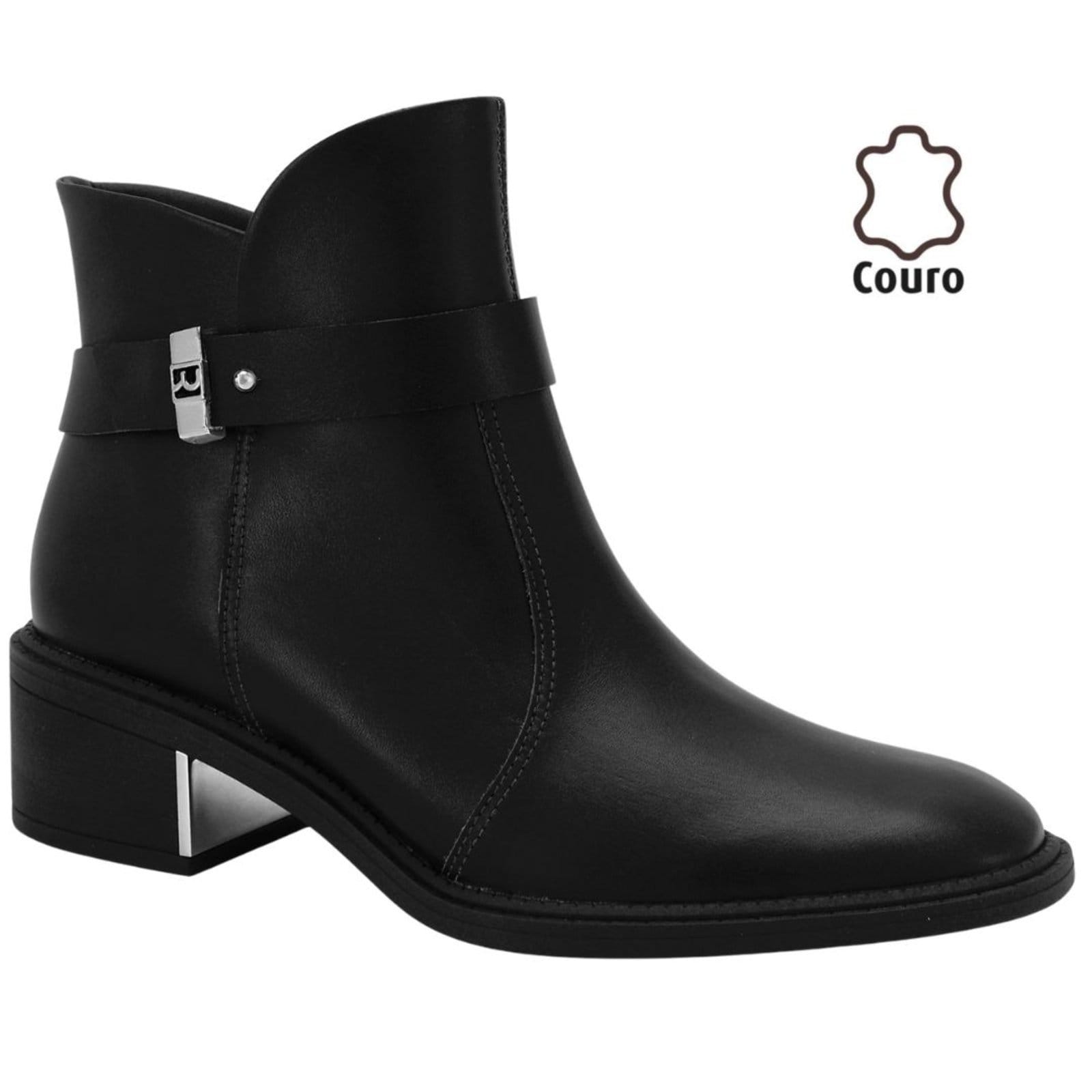 Bota Feminina Couro Cano Curto Preta Ramarim 2565103-6