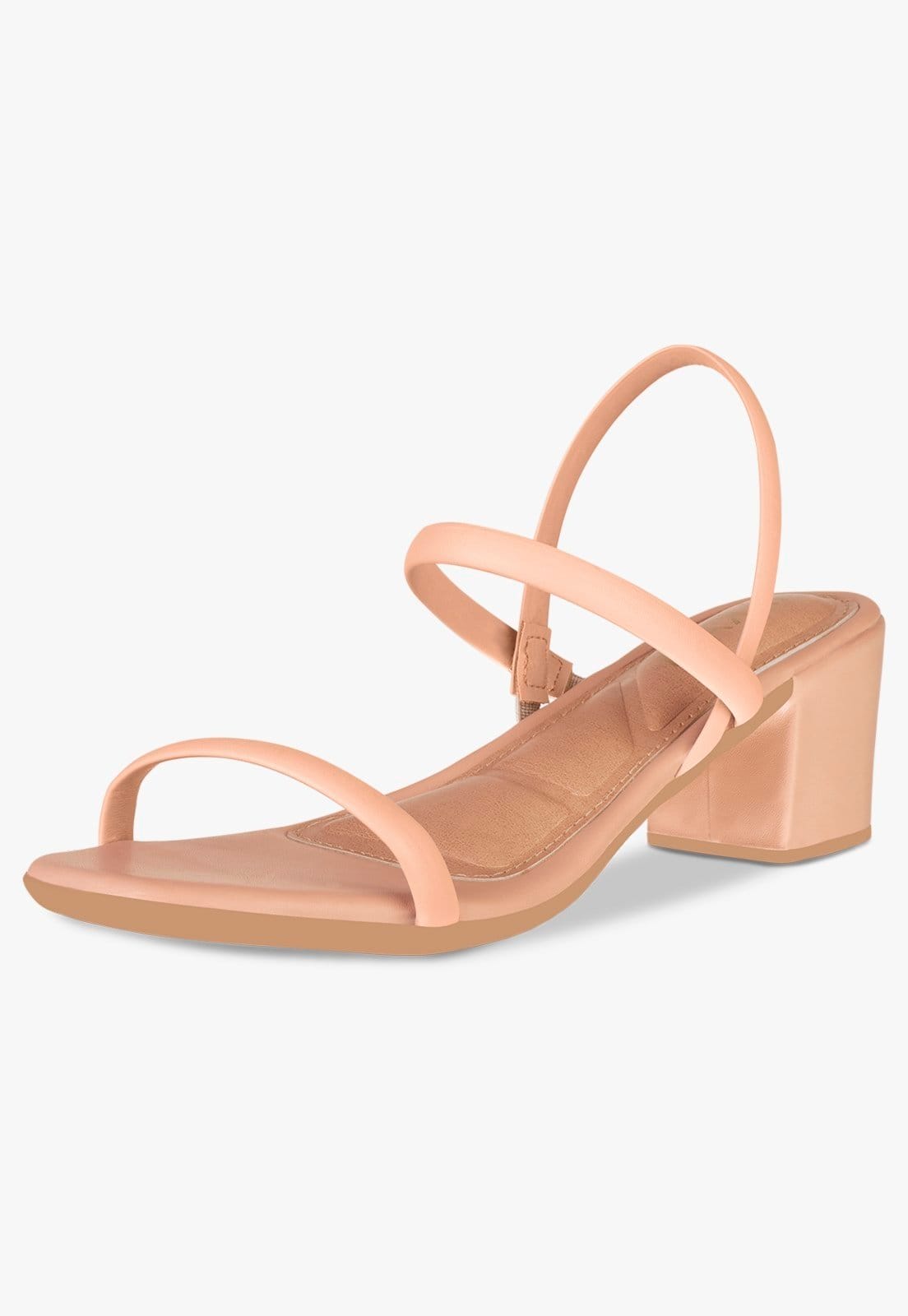 Sandalia Feminina Salto Grosso Bloco Medio Casual Tiras Rosado