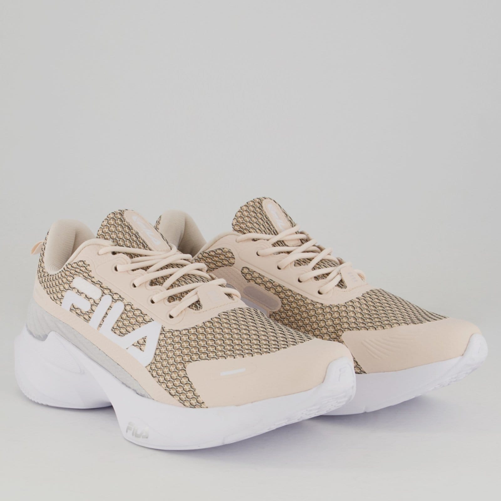 Vista 2 Tênis Fila Progress Lite Feminino e Cinza Fila rosa