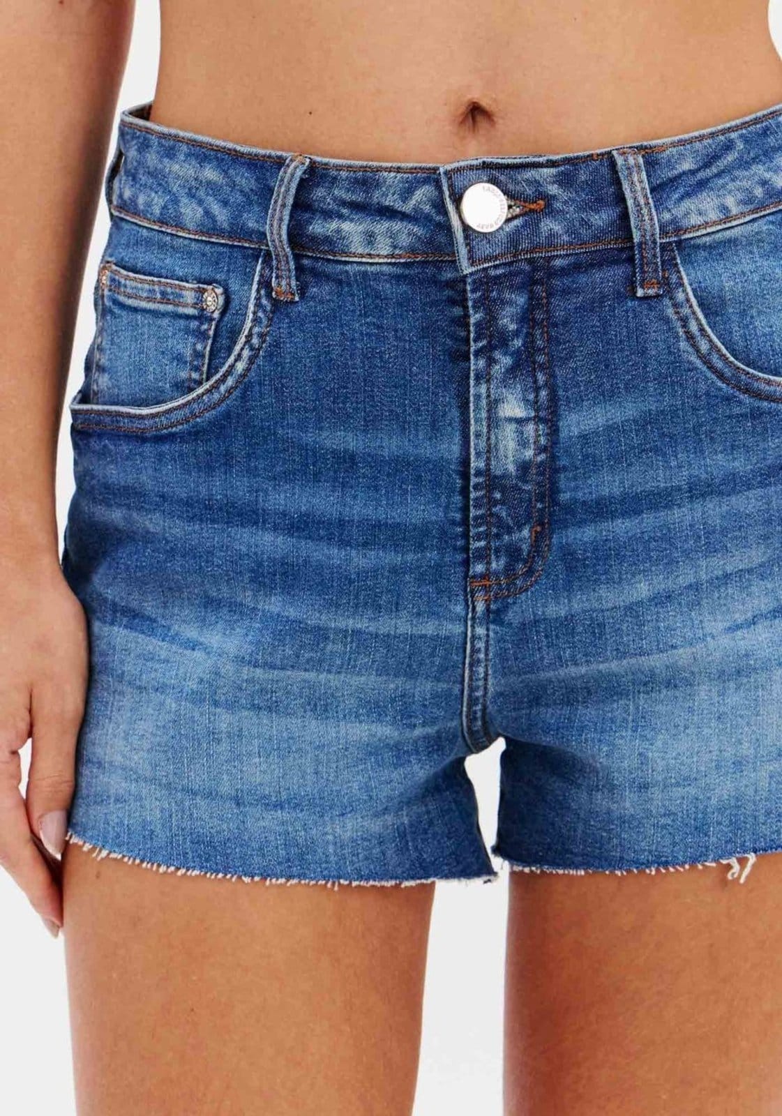 Vista 2 Short Jeans Comfort Cintura Alta Sport Easy azul