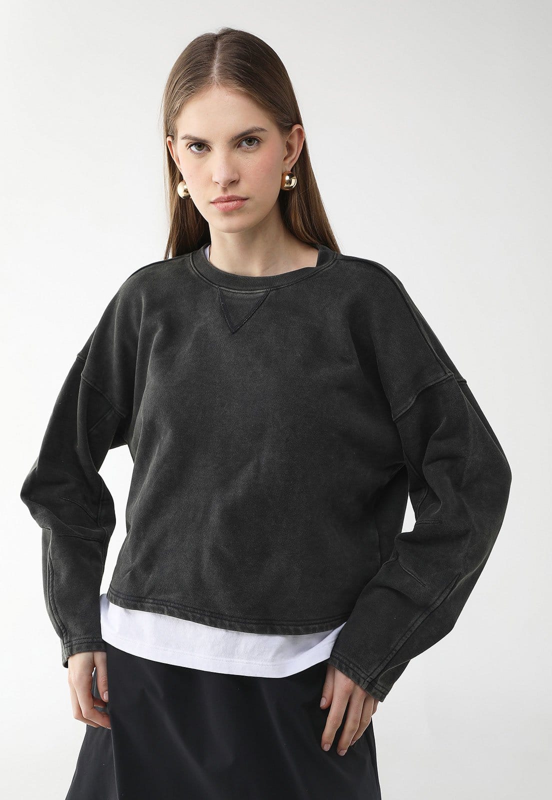 Blusa de Moletom Fechada GAP Reta Lisa Grafite