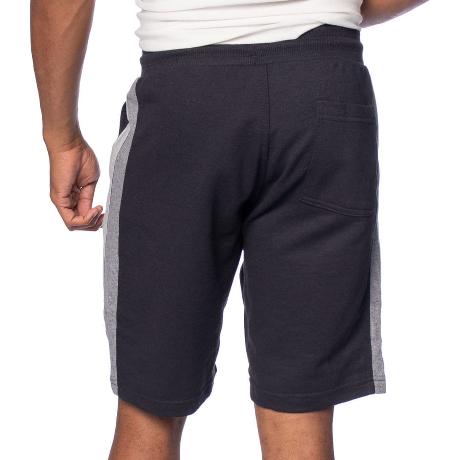 Vista 2 Bermuda Masculina Gangster Moletom Listras Preto Gangster cinza