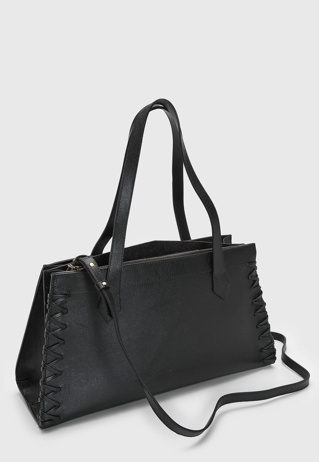 Vista 2 Bolsa Feminina Arezzo Grande Couro Preta Arezzo preto