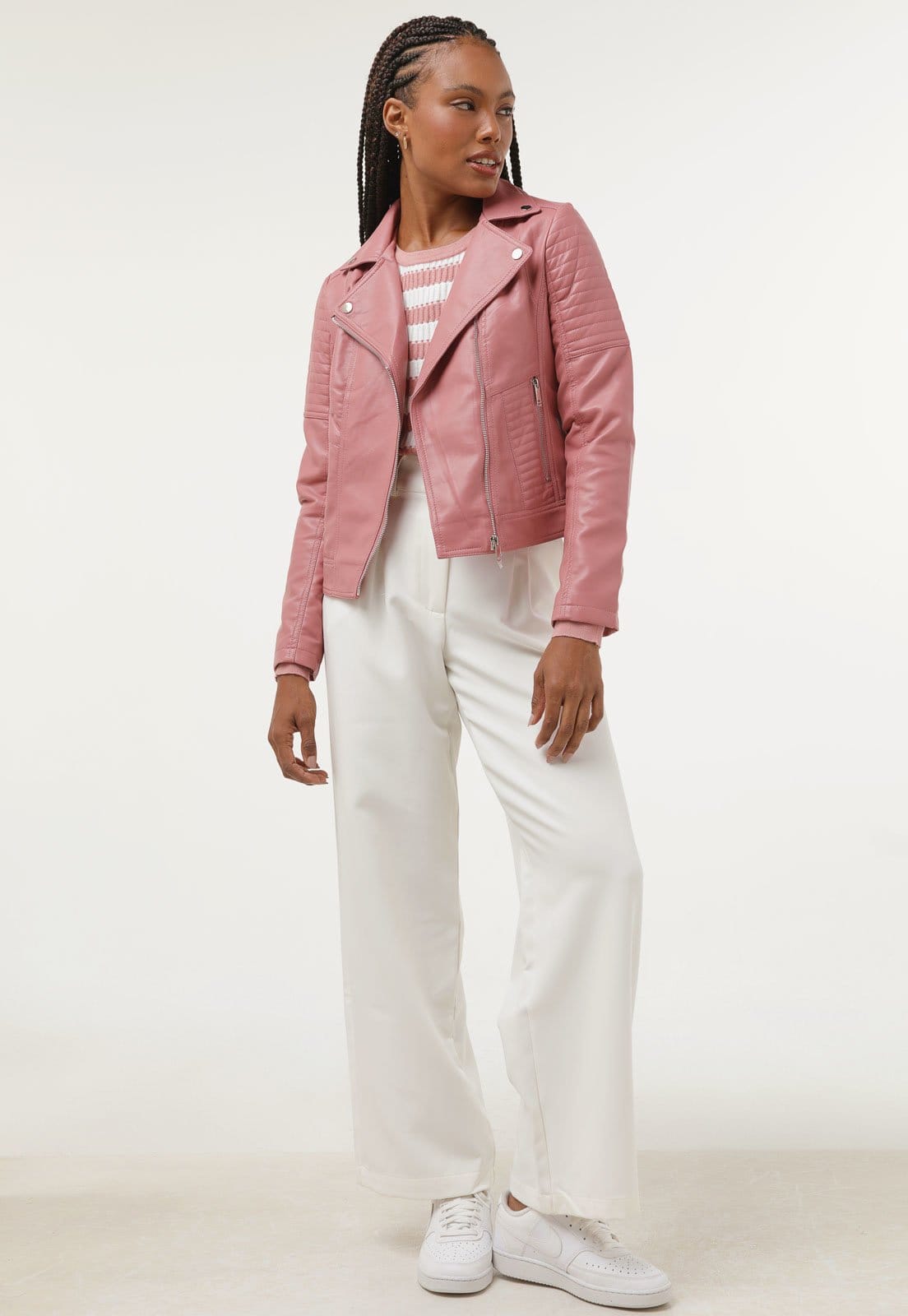 Vista 2 Jaqueta Facinelli by MOONCITY Resinada em PU Facinelli rosa