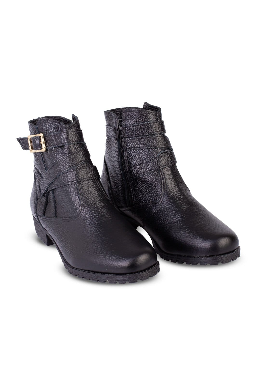 Vista 2 Bota Andrea Vinci cano curto em couro com fivela 6522 - Preta Andrea Vinci preto