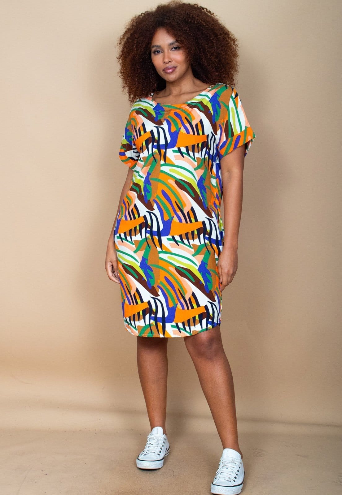 Vestido Curto Cabanafree Viscose com Bolso Estampa Cores Vibrante