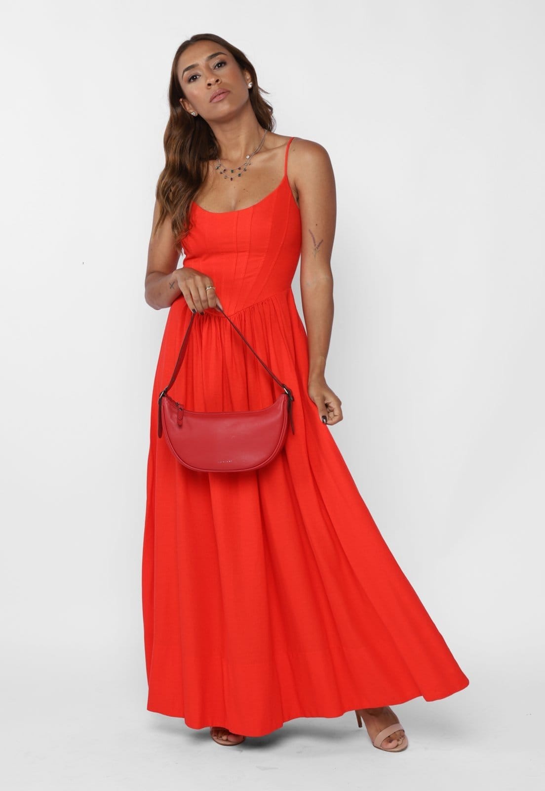 Vista 2 Bolsa Shoulder Couro Mariart Lima Vermelho Scarlet Mariart vermelho lima