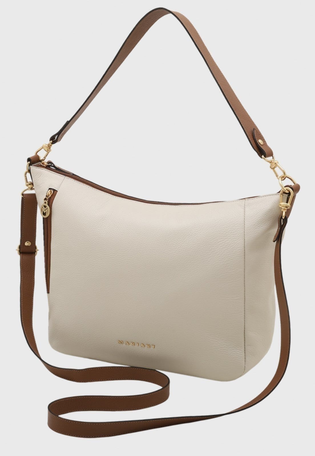 Bolsa Transversal Couro Mariart Lagos Off White/Camel