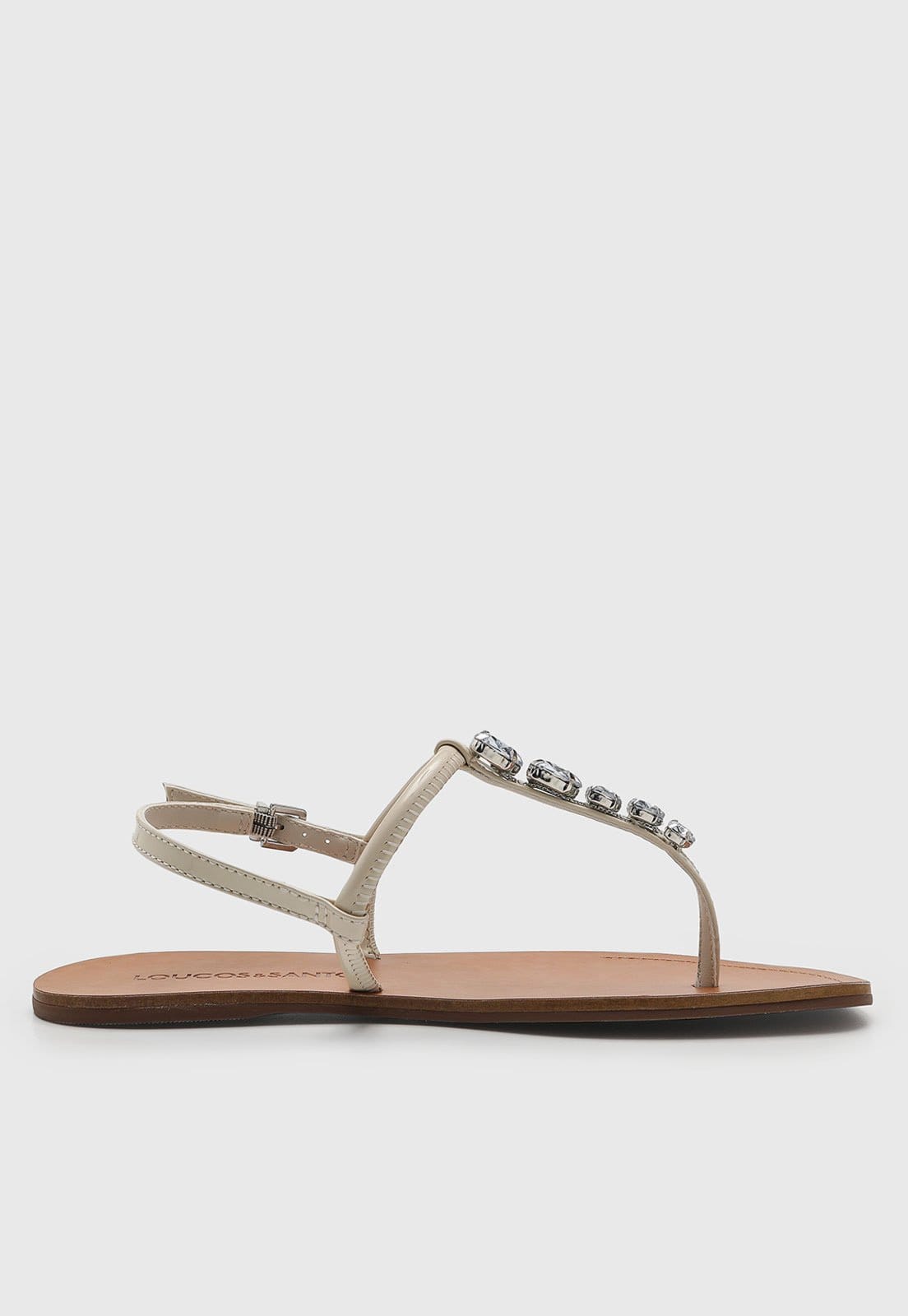 Vista 2 Rasteira Feminina Loucos e Santos Pedrarias Off-White Loucos e Santos off-white white