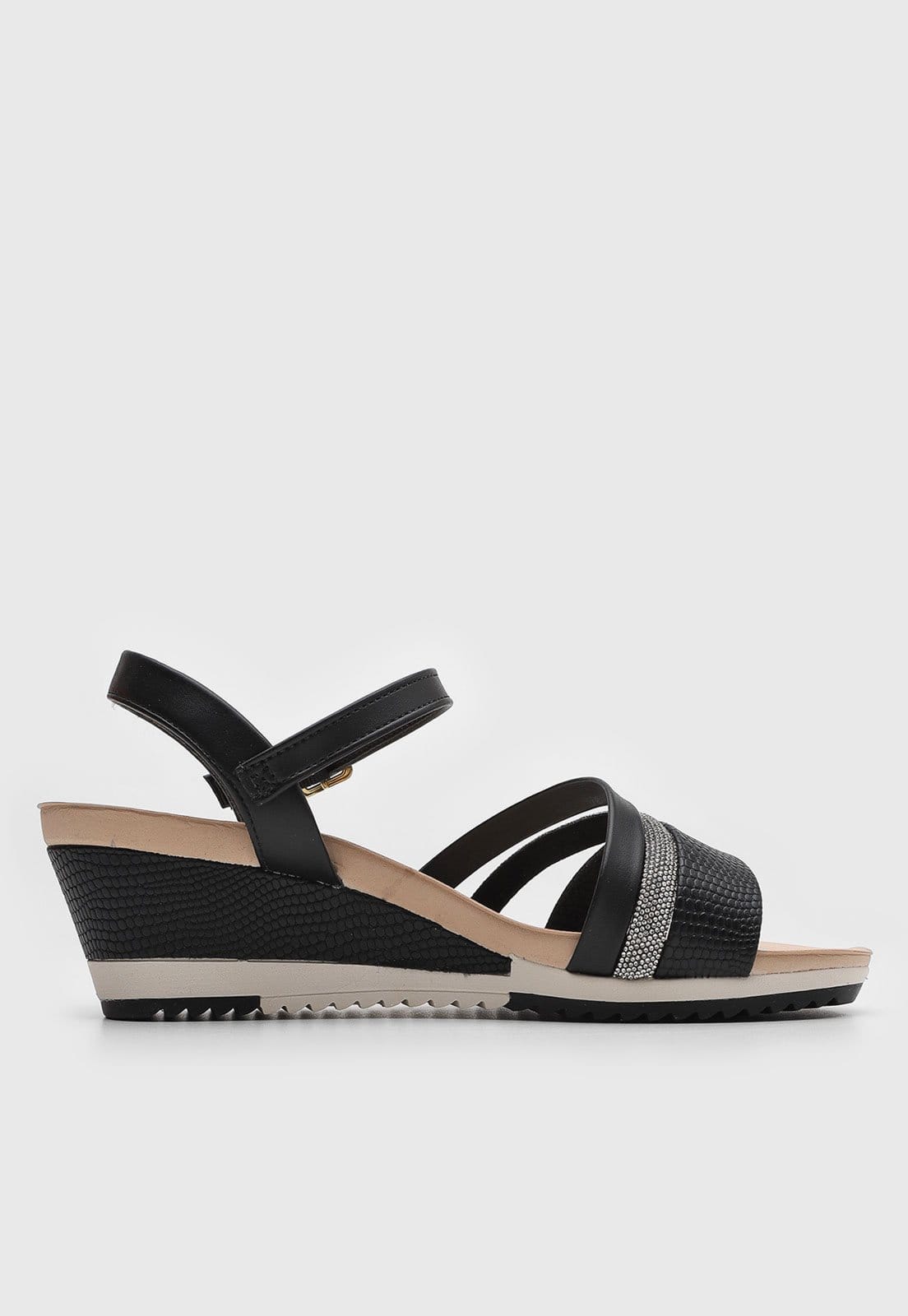 Vista 2 Sandália Feminina Modare Salto Anabela Médio Preta MODARE preto