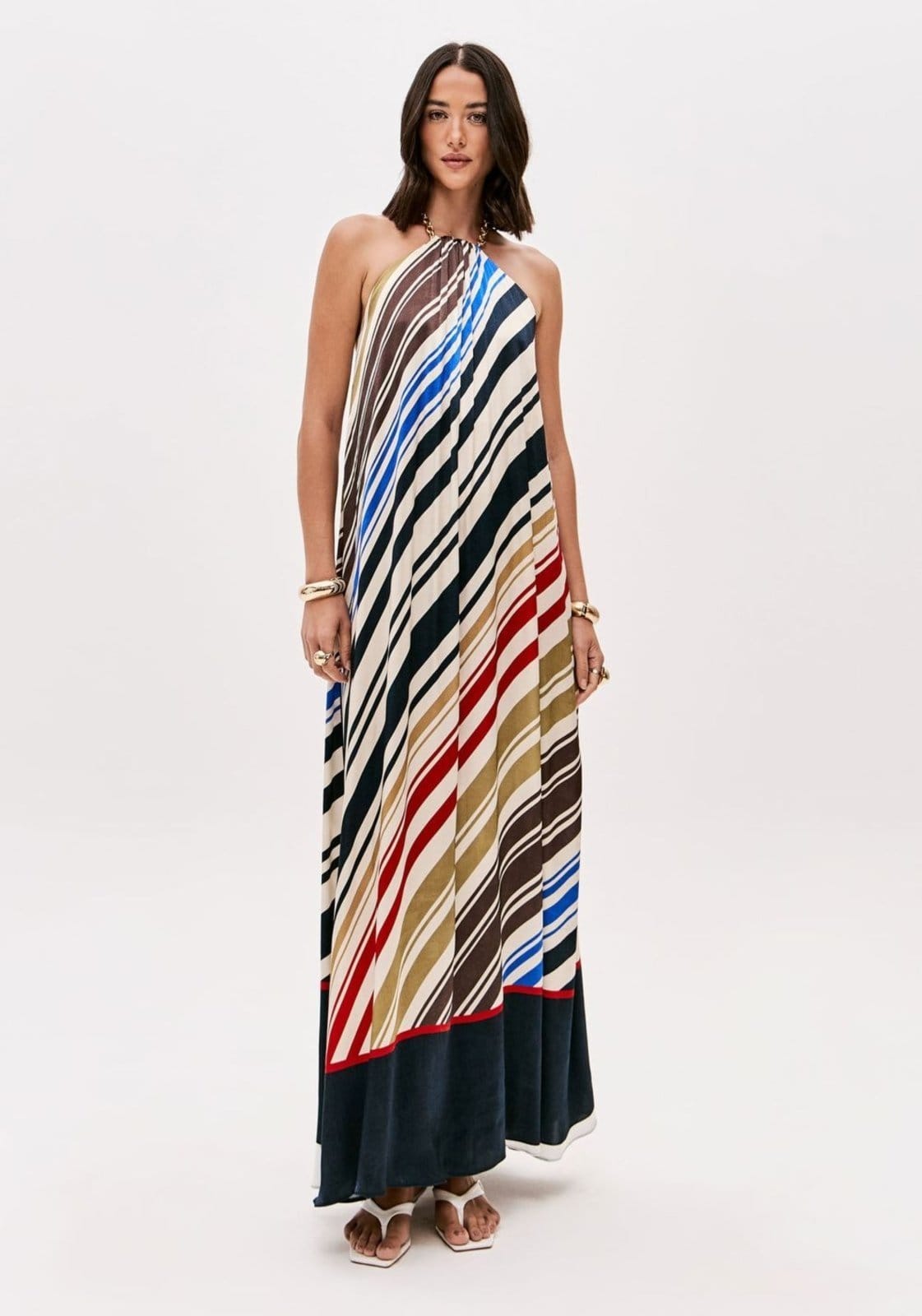 Vestido Super Midi Estampado Frente Única