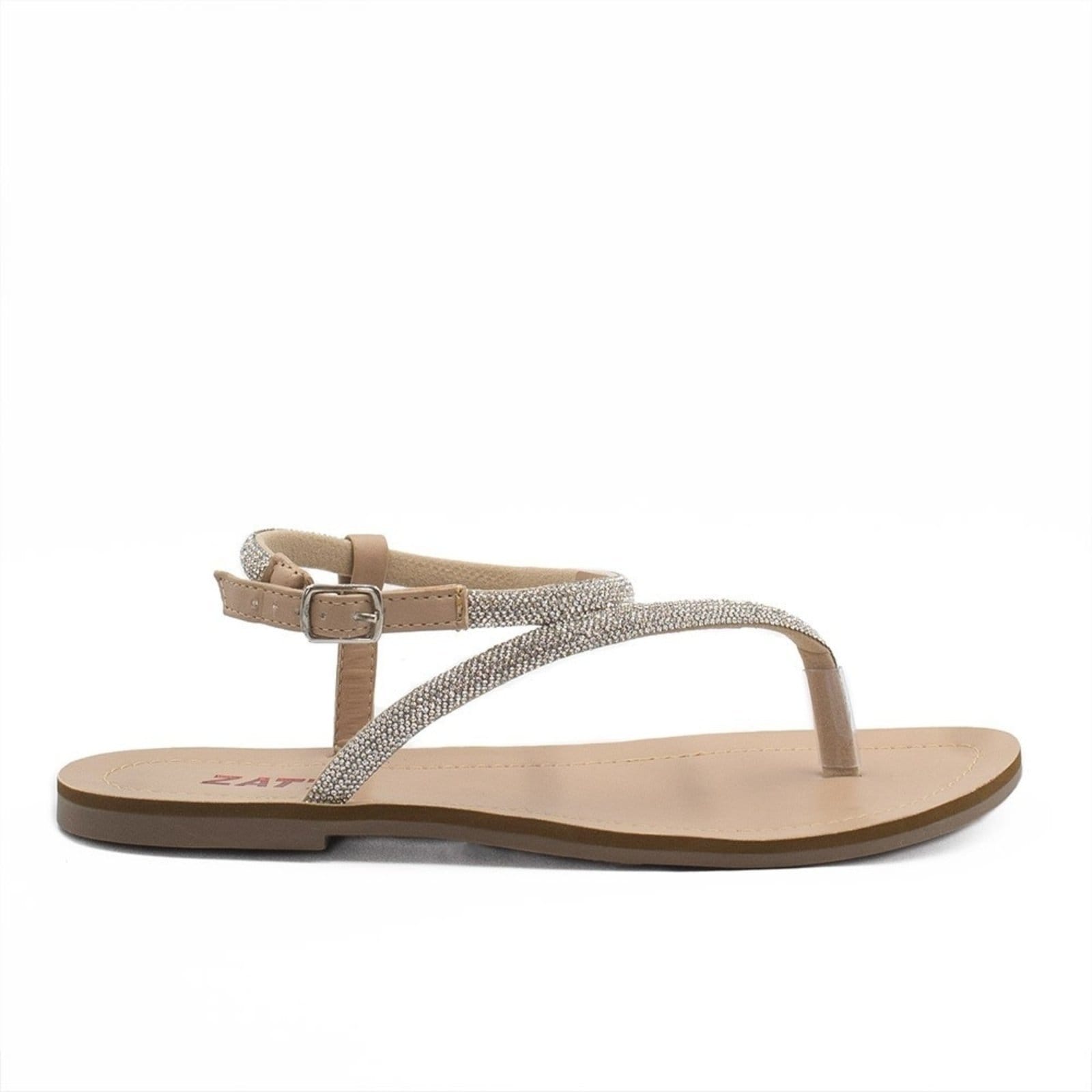 Rasteira Zatta Feminina De Dedo Brilho Magda Prata